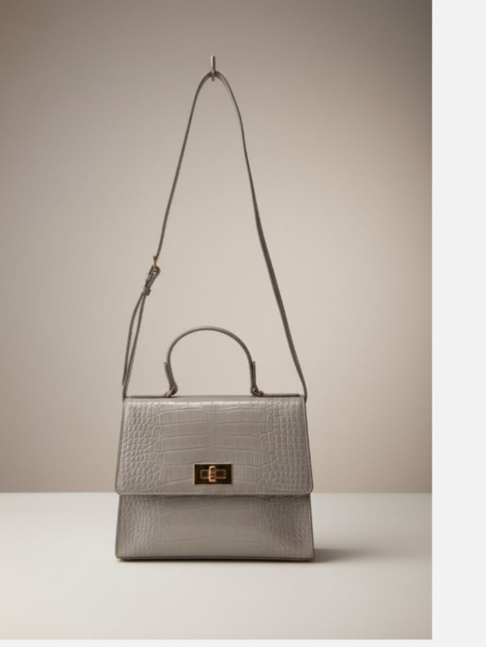 Kate Spade Orchard Valley Doris Gray Croc Embossed Satchel Crossbody LN